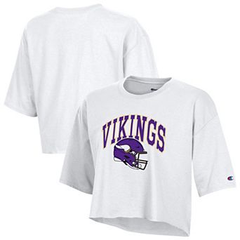 Women's Champion White Minnesota Vikings Boyfriend Cropped T-Shirt