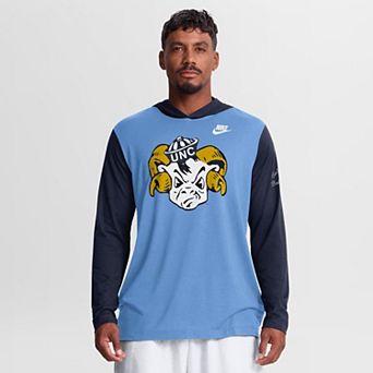 Men's Nike Carolina Blue/Navy North Carolina Tar Heels Campus Legacy Tri-Blend Long Sleeve Hooded T-Shirt