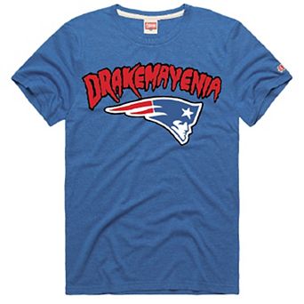 Unisex Homage Drake Maye Royal New England Patriots Drakemayenia Tri-Blend T-Shirt