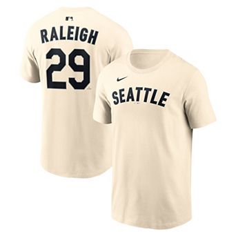Men's Nike Cal Raleigh Natural Seattle Mariners Name & Number T-Shirt