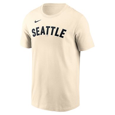 Men's Nike Cal Raleigh Natural Seattle Mariners Name & Number T-Shirt