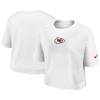 Women's Nike Yellow/Cream Kansas City Chiefs Striped Cropped T-Shirt