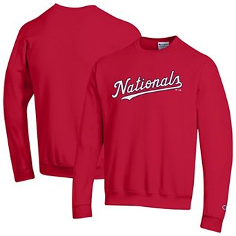 Men's Champion Red Washington Nationals Powerblend Wordmark Sweatshirt