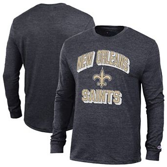 Men's Champion Heather Black New Orleans Saints Ultimate Tri-Blend Long Sleeve T-Shirt