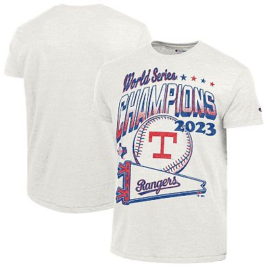 Men's Champion White Texas Rangers Winning Tradition Cooperstown Tri-Blend T-Shirt