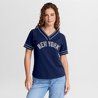 Women's Fanatics Navy New York Yankees Diva Race Ahead Raglan V-Neck T-Shirt