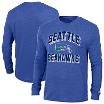 Men's Champion Heather Royal Seattle Seahawks Ultimate Tri-Blend Long Sleeve T-Shirt