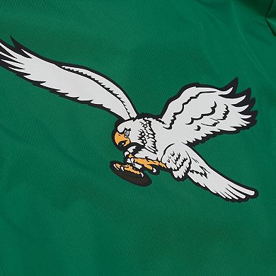 Men's Mitchell & Ness Kelly Green Philadelphia Eagles Coaches Full-Snap Hooded Windbreaker Jacket