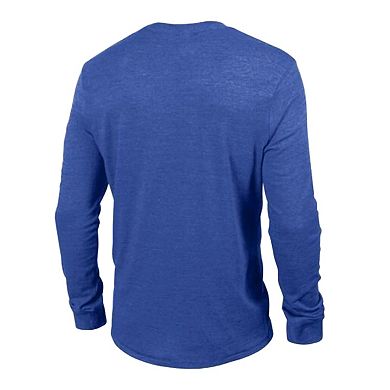 Men's Champion Heather Royal Denver Broncos Ultimate Tri-Blend Long Sleeve T-Shirt