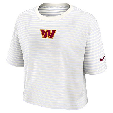 Women's Nike Yellow/Cream Washington Commanders Striped Cropped T-Shirt