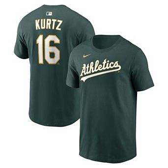 Men's Nike Nick Kurtz Green Athletics Name & Number T-Shirt