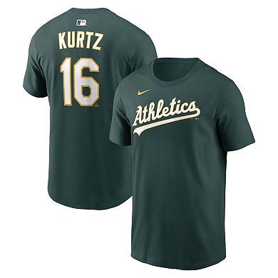 Men's Nike Nick Kurtz Green Athletics Name & Number T-Shirt
