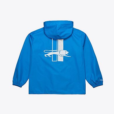 Men's Mitchell & Ness Blue Detroit Lions Coaches Full-Snap Hooded Windbreaker Jacket