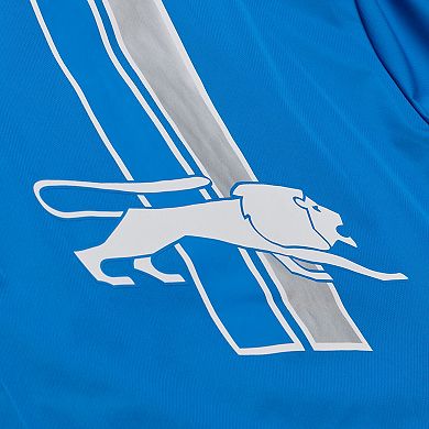 Men's Mitchell & Ness Blue Detroit Lions Coaches Full-Snap Hooded Windbreaker Jacket
