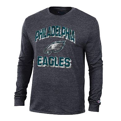 Men's Champion Heather Black Philadelphia Eagles Ultimate Tri-Blend Long Sleeve T-Shirt