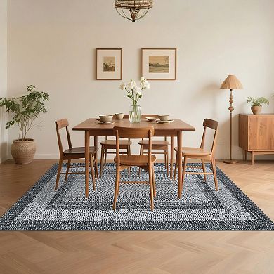 Garvee Modern Geometric Area Rug for Dining Room Non Slip Machine Washable Soft Rug for Bedroom