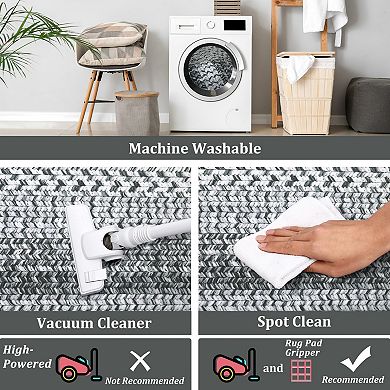 Garvee Modern Geometric Area Rug for Dining Room Non Slip Machine Washable Soft Rug for Bedroom