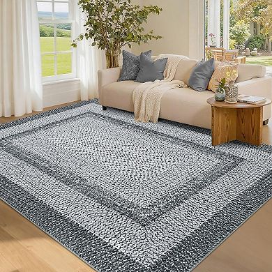 Garvee Modern Geometric Area Rug for Dining Room Non Slip Machine Washable Soft Rug for Bedroom