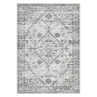 Distressed Area Rug Machine Washable Vacuum Clean Ultra Thin Stain Resistant Carpet for Dining Room