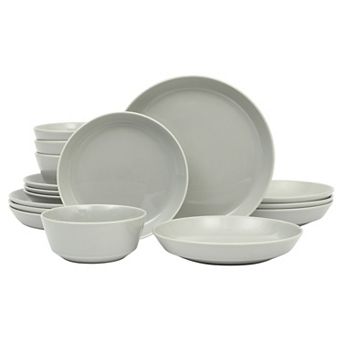 Gibson Home Summer Shades 16 pc Plates and Bowls Service for 4 Porcelain Dinnerware Set