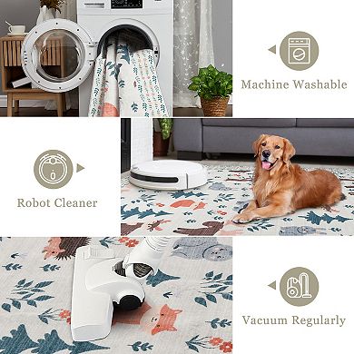 Modern Animal Plant Pattern Area Rugs Low Pile Durable Indoor Carpet