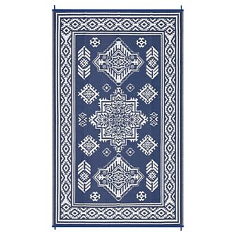 Boho Outdoor Area Rug Washable Easy to clean Portable Stain Resistant Mat for Balcony Garden Picnic