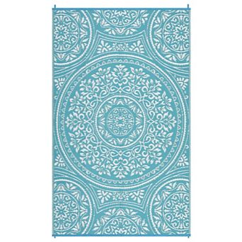 Medallion Outdoor Area Rug Stain Resistant UV Resistant Pet Friendly Mat for Picnic Beach Vacation