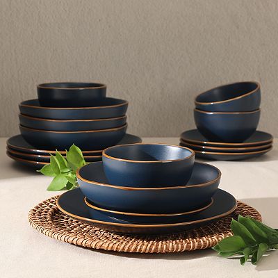 Gibson Home Hazeltine 16 Piece Plates and Bowls Dishes Stoneware