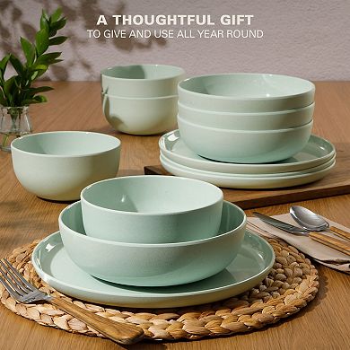 Gibson Home Candy Skies 12 Piece Wheat Straw Melamine Dinnerware Set