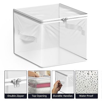 Sorbus Clear Storage Cube with Zipper & Handles for Clothes, Bedding, Closets, Bedrooms & More
