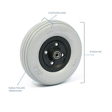 Invacare Semi-Pneumatic Wheelchair Caster Wheel (8" x 2-1/4" Size) Replacement Part