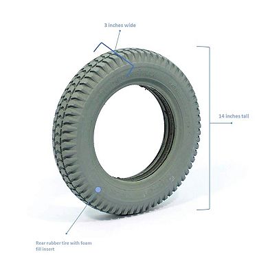 Invacare Wheelchair Tire with Foam Fill Insert Kit (14 x 3 Size) Puncture-Proof Replacement