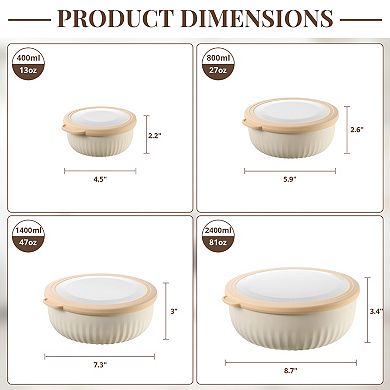 Sorbus 4-Pack Round Stackable Airtight Food Storage Containers with Lids - for Meal Prep, Leftovers