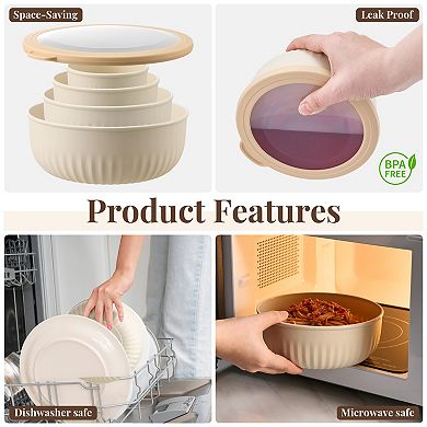 Sorbus 4-Pack Round Stackable Airtight Food Storage Containers with Lids - for Meal Prep, Leftovers