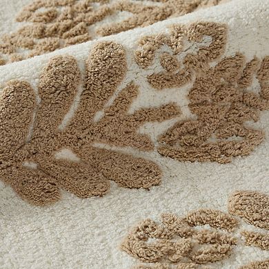 Urban Loft 100% Cotton Tufted Non-Skid Folk Leaves Pattern Bath Mat
