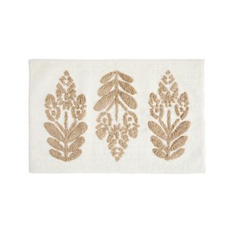 Urban Loft 100% Cotton Tufted Non-Skid Folk Leaves Pattern Bath Mat