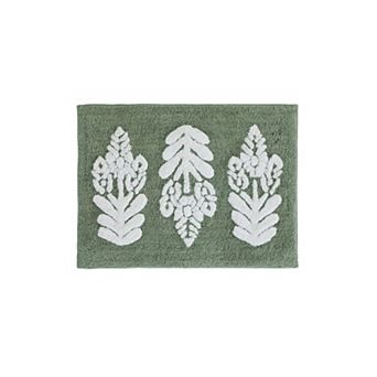 Urban Loft 100% Cotton Tufted Non-Skid Folk Leaves Pattern Bath Mat