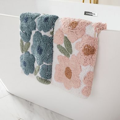 Urban Loft 100% Cotton Tufted Non-Skid Blossoms Pattern Bath Mat