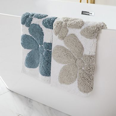 Urban Loft 100% Cotton Tufted Non-Skid Floral Pattern Bath Mat