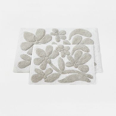 Urban Loft 100% Cotton Tufted Non-Skid Floral Pattern Bath Mat