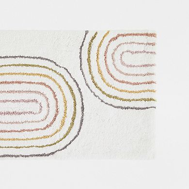 Urban Loft 100% Cotton Tufted Non-Skid Rainbow Pattern Bath Mat
