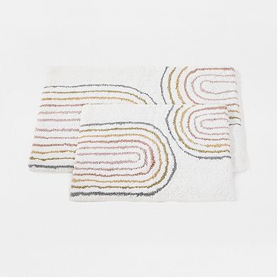 Urban Loft 100% Cotton Tufted Non-Skid Rainbow Pattern Bath Mat