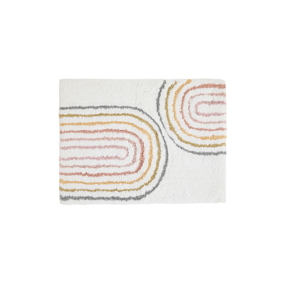 Urban Loft 100% Cotton Tufted Non-Skid Rainbow Pattern Bath Mat - White, 17X24