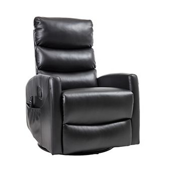 Merax Heat Massage Manual Recliner Chair with Rocker and Swivel in Fabric for Living Room