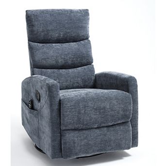 Merax Heat Massage Manual Recliner Chair with Rocker and Swivel in Fabric for Living Room