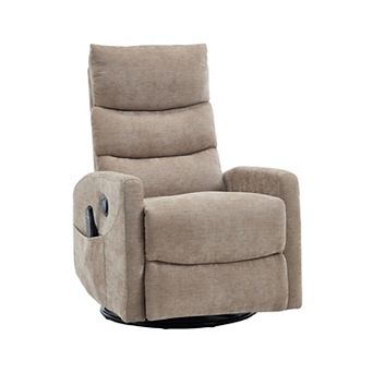 Merax Heat Massage Manual Recliner Chair with Rocker and Swivel in Fabric for Living Room