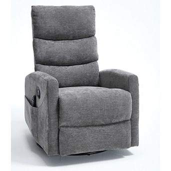 Merax Heat Massage Manual Recliner Chair with Rocker and Swivel in Fabric for Living Room