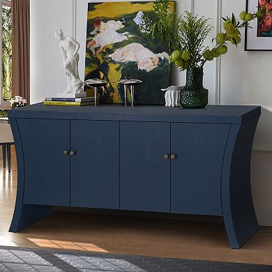 Merax Refined Industrial 4Door Wooden Credenza Curved Legs
