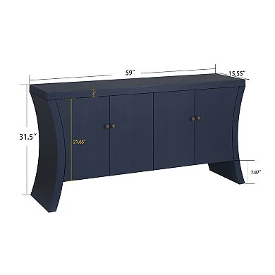 Merax Refined Industrial 4Door Wooden Credenza Curved Legs