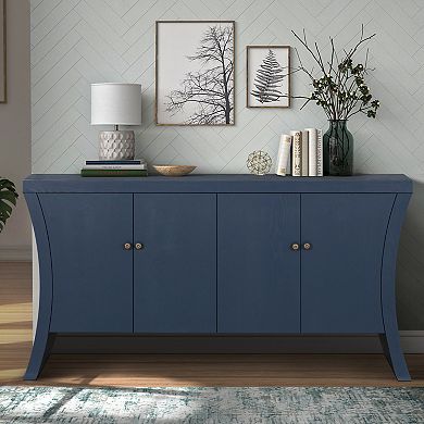 Merax Refined Industrial 4Door Wooden Credenza Curved Legs